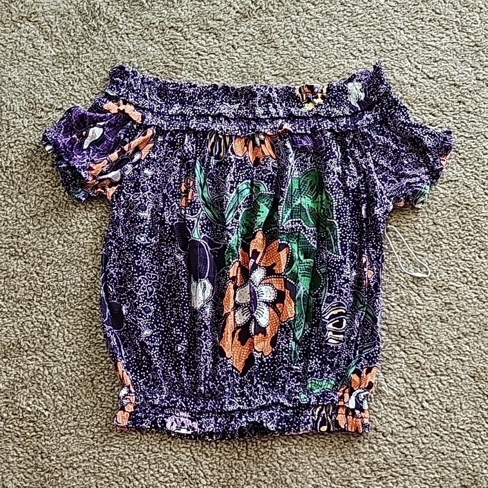 Free People Suki Off Shoulder Smocked Top Floral XS